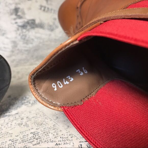 Pertini brown leather booties with red elastic - Picture 13 of 16